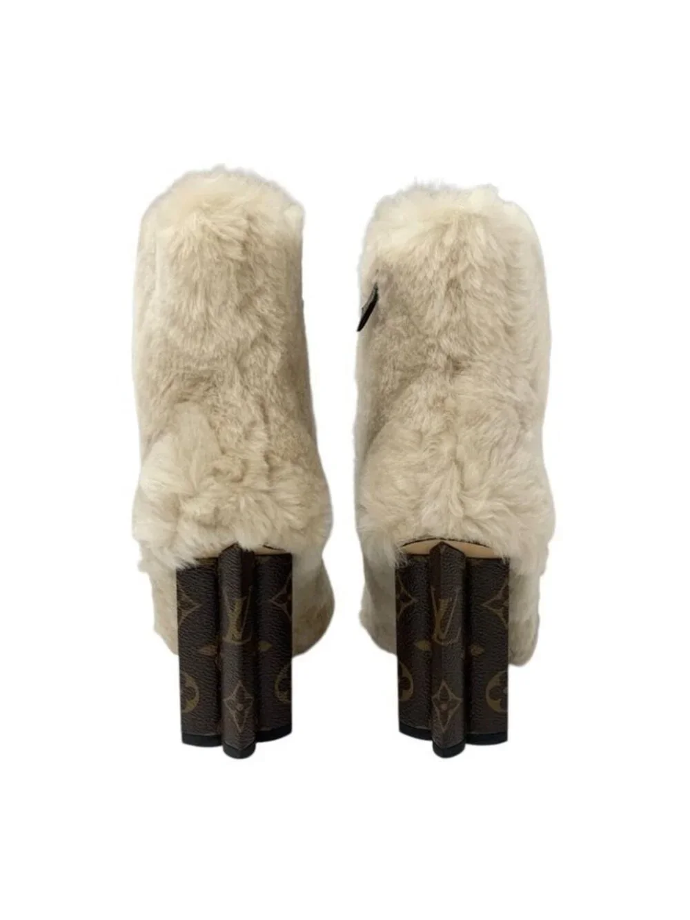 Louis Vuitton Silhouette Line Monogram Boots Short Shoes Fur Leather - Picture 5 of 9